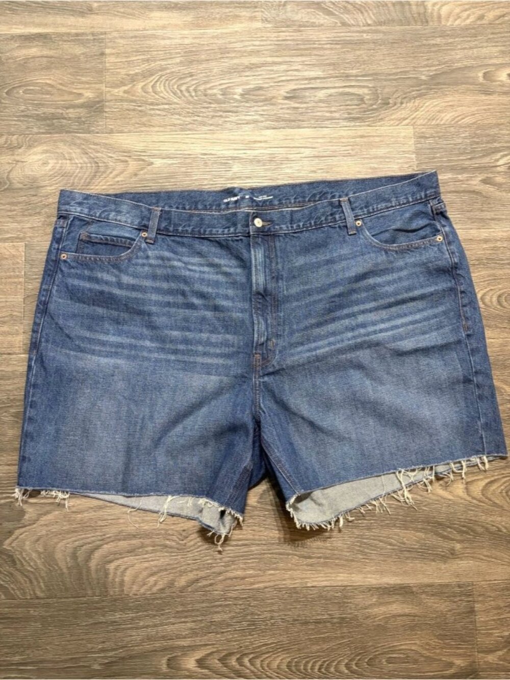 Old Navy Jean Shorts Plus Size 28 Cutoff Slouchy Straight Medium Wash NEW